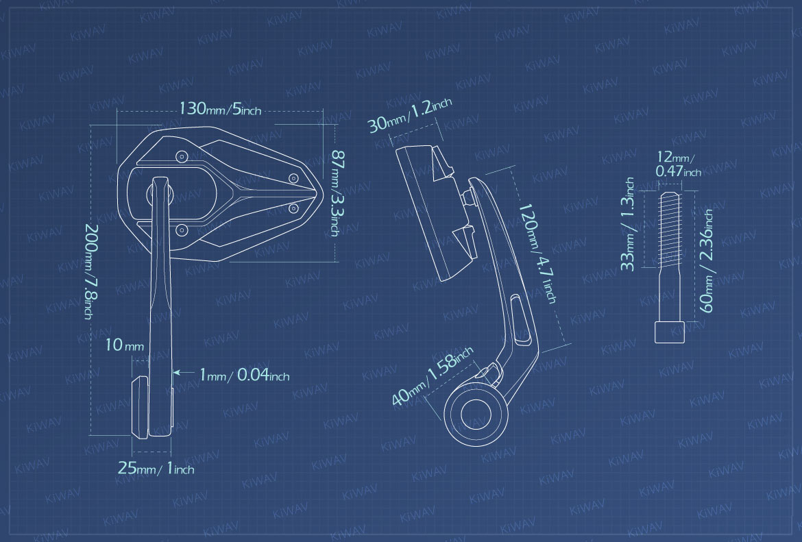 Measurement graph of KiWAV Viper2 bar end mirror for most BMW with M12 threaded
