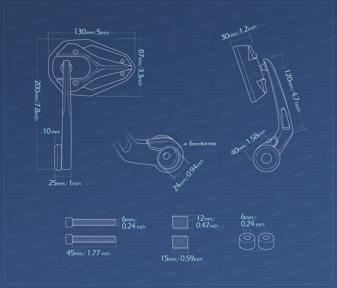 Measurement graph of KiWAV Viper2 bar end mirror for most BMW with M12 threaded