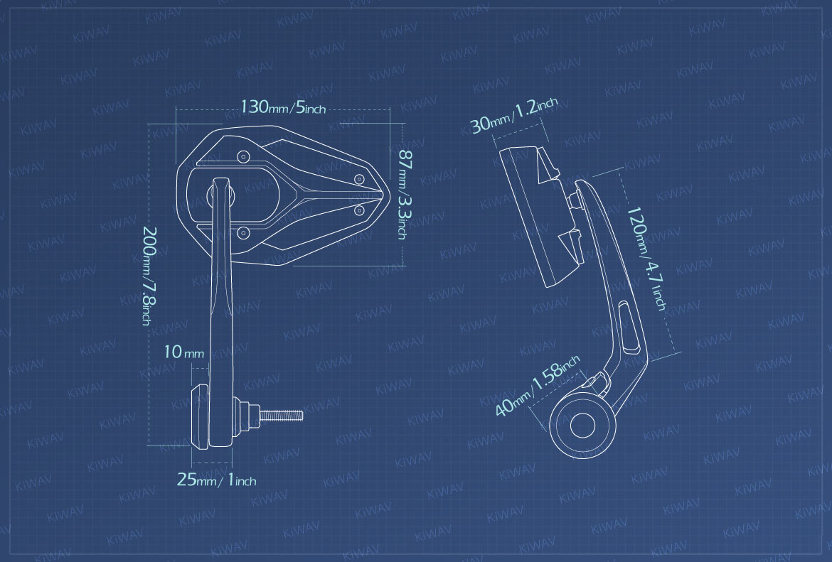 Measurement graph of KiWAV Viper2 bar end mirror for Indian Scout Bobber