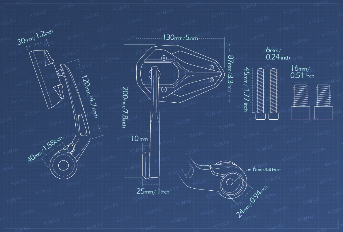 Measurement graph of KiWAV Viper2 bar end mirror with heavy weight for most Yamaha with M16 threaded