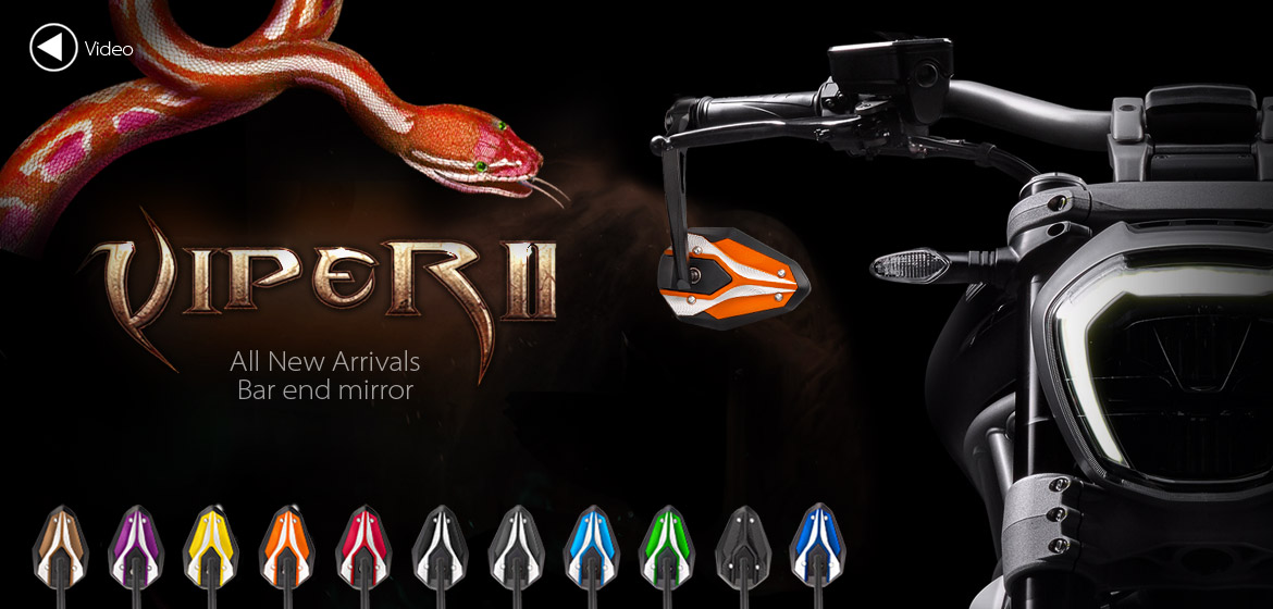 KiWAV motorcycle bar end mirrors ViperII orange for Moto Guzzi motorcycles