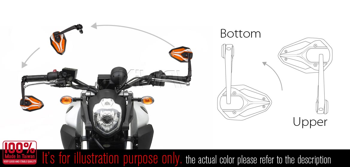 KiWAV motorcycle bar end mirrors ViperII orange for Moto Guzzi motorcycles
