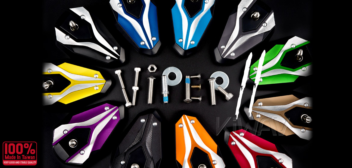 KiWAV motorcycle bar end mirrors ViperII orange for Moto Guzzi motorcycles