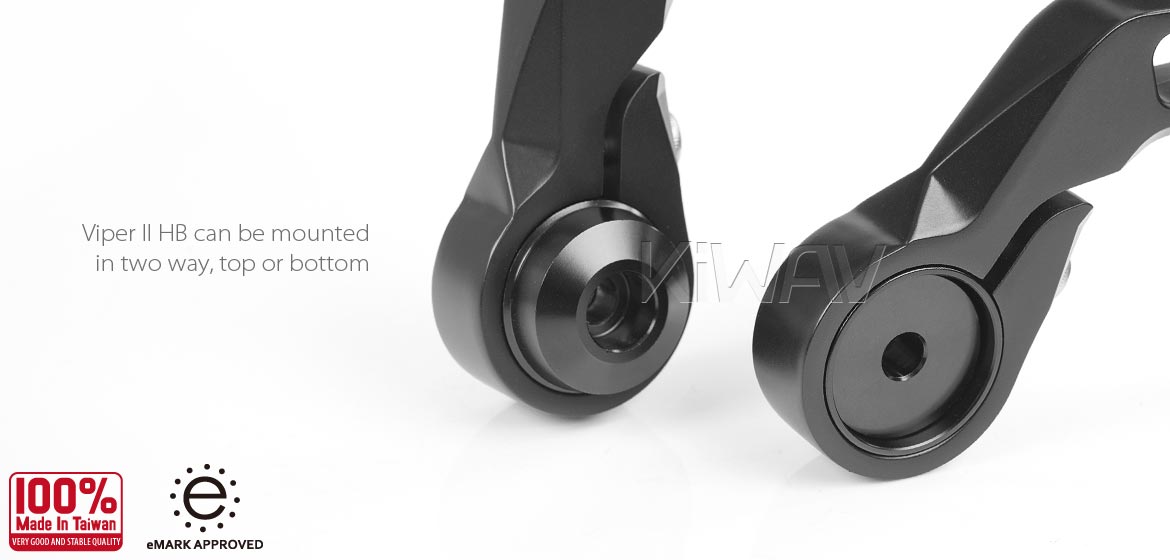 KiWAV motorcycle bar end mirrors ViperII orange for Moto Guzzi motorcycles