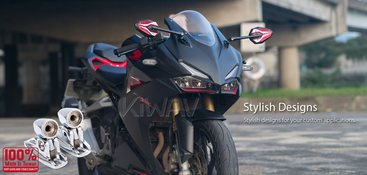 KiWAV motorcycle ViperII red Sportsbike Mirrors With Black Base for sportsbike
