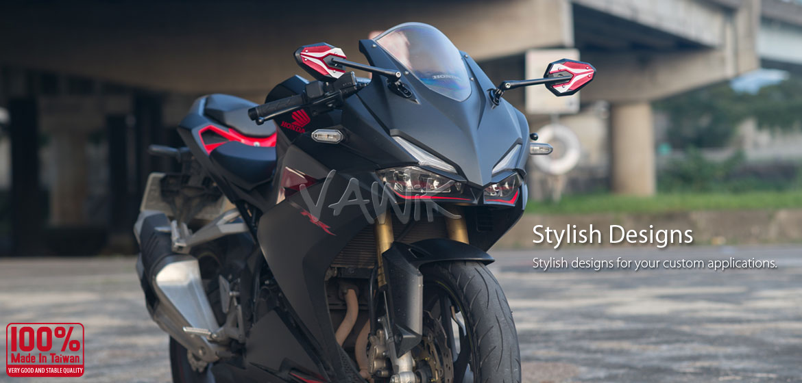 VAWiK motorcycle ViperII red Sportsbike Mirrors With Black Base