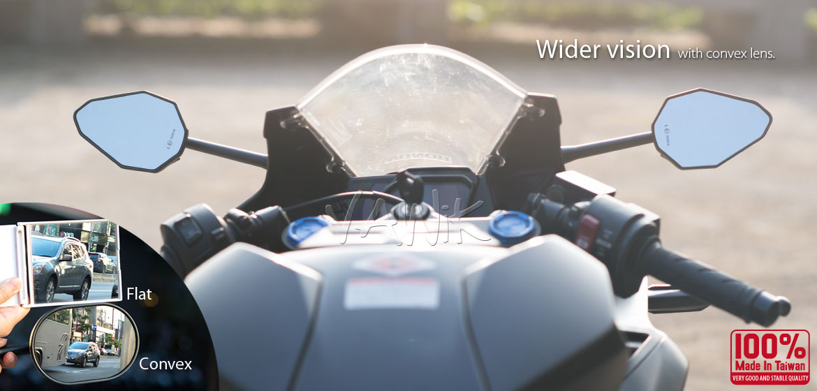 VAWiK motorcycle ViperII red Sportsbike Mirrors With Black Base