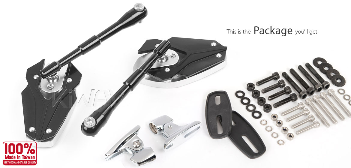 KiWAV Magazi Viper motorcycle mirrors sportsbike black