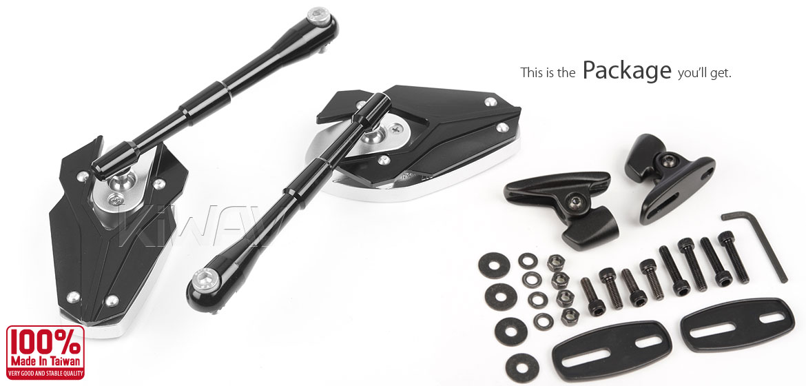 KiWAV Magazi Viper motorcycle mirrors sportsbike black