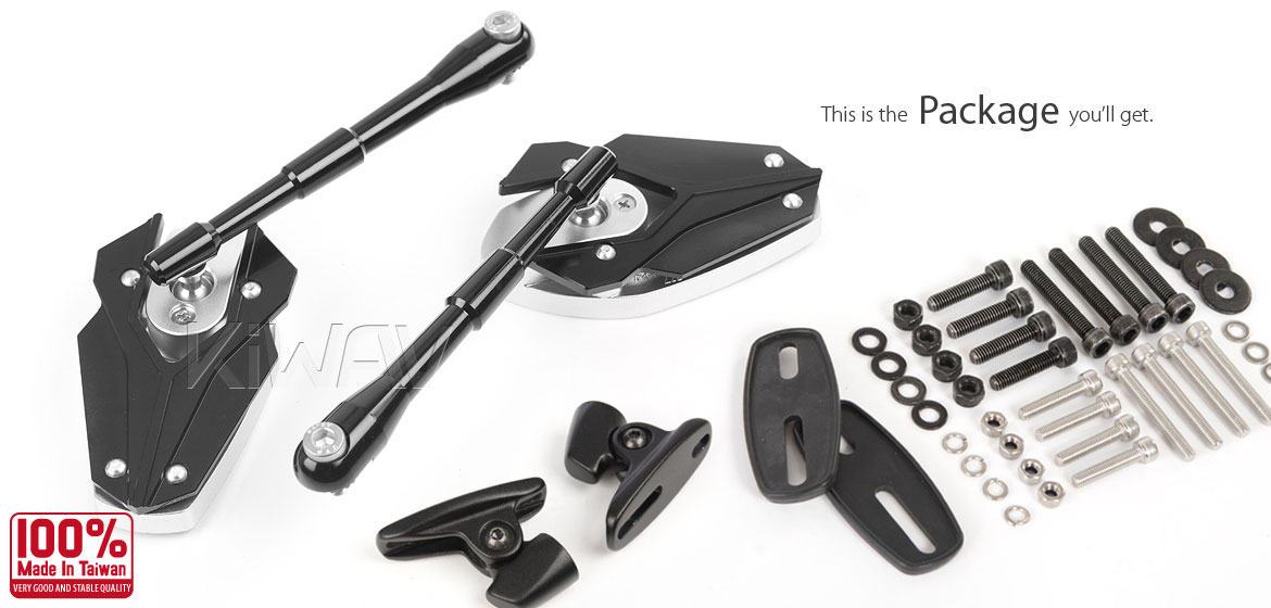 KiWAV Magazi Viper motorcycle mirrors sportsbike black