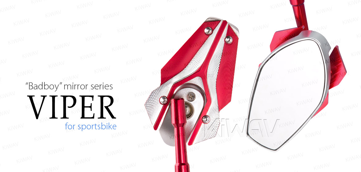 KiWAV Magazi Viper motorcycle mirrors sportsbike red