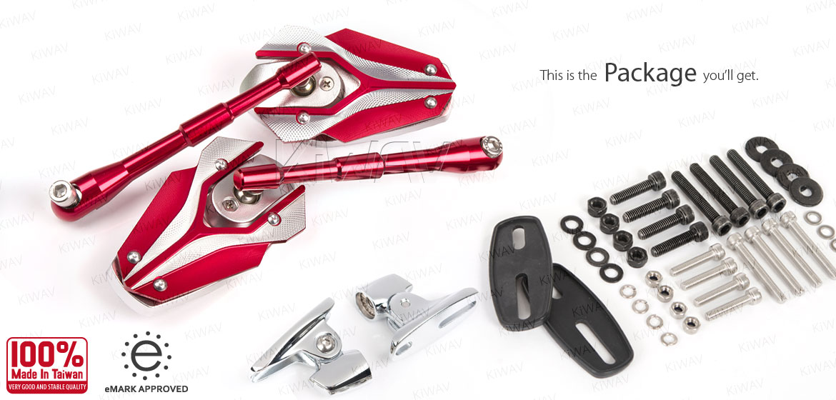 KiWAV Magazi Viper motorcycle mirrors sportsbike red