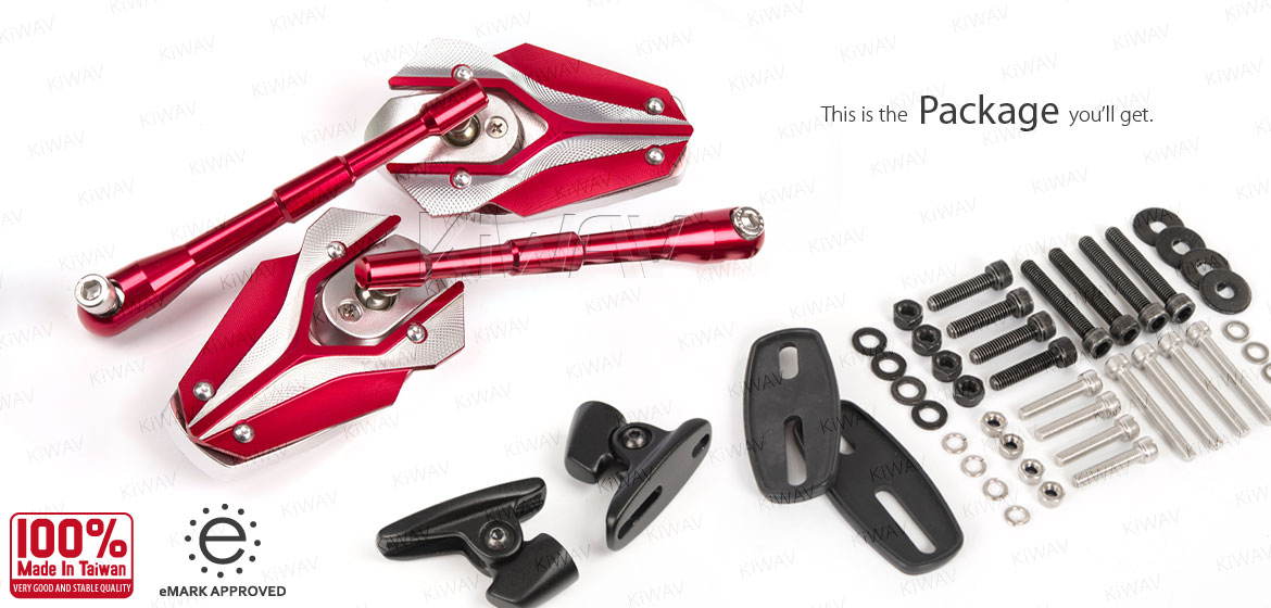 KiWAV Magazi Viper motorcycle mirrors sportsbike red