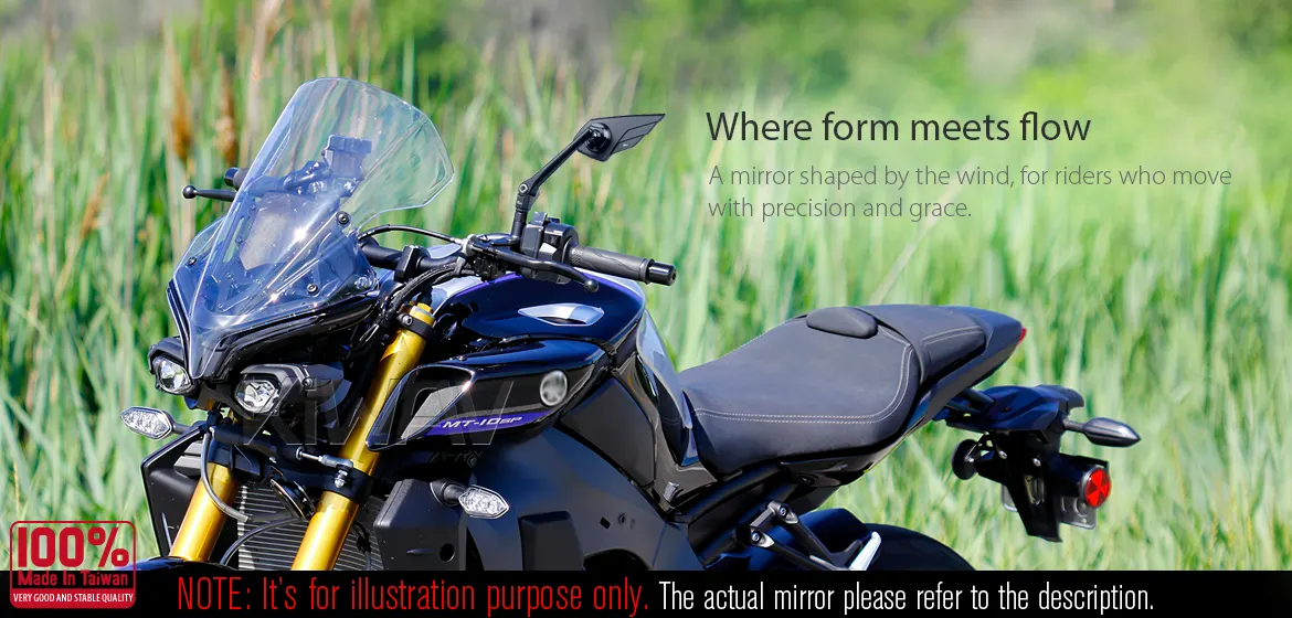 KiWAV motorcycle mirror Wisp 10mm reverse threaded a piece left hand