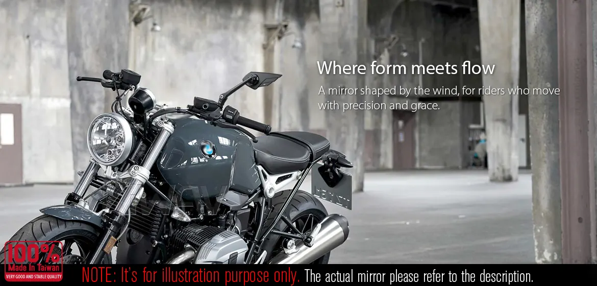 KiWAV motorcycle mirror Wisp 10mm compatible with most BMW a piece left hand