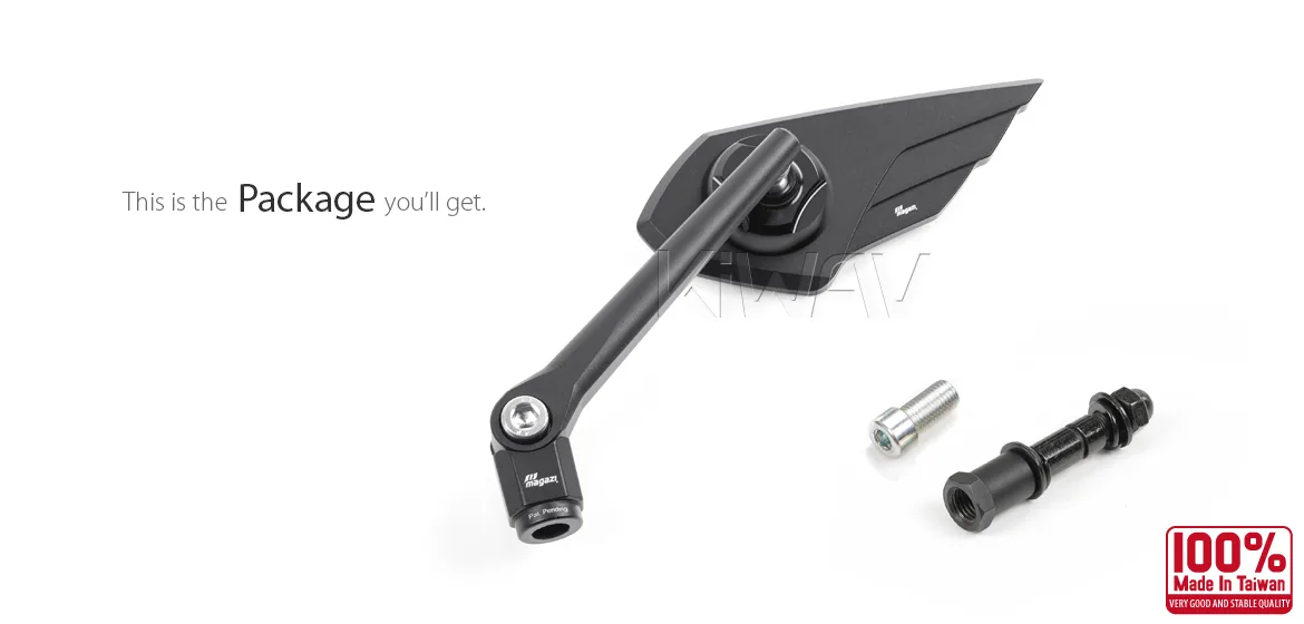 KiWAV motorcycle mirror Wisp compatible with most Harley Davidson and BMW R18, a piece left hand