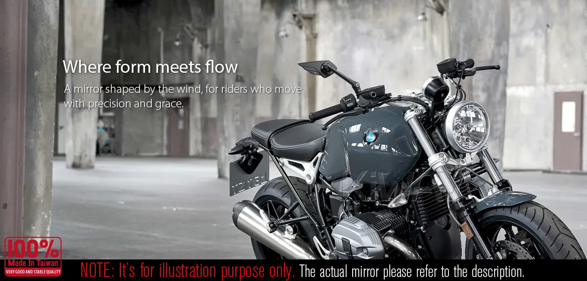 KiWAV motorcycle mirror Wisp 10mm compatible with most BMW a piece right hand