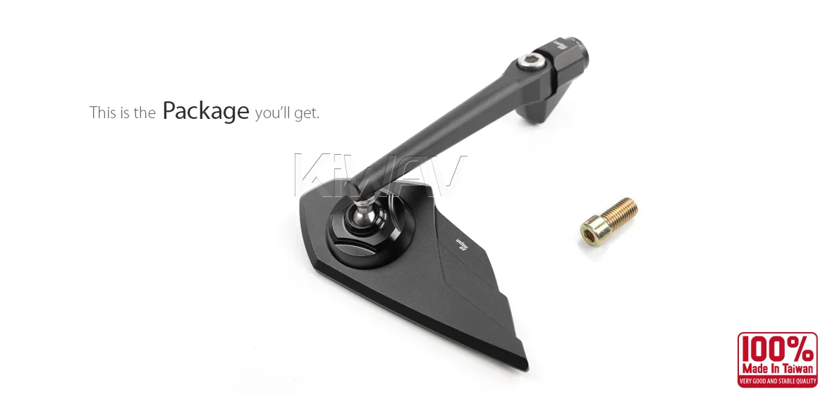 KiWAV motorcycle mirror Wisp 10mm reverse threaded a piece right hand