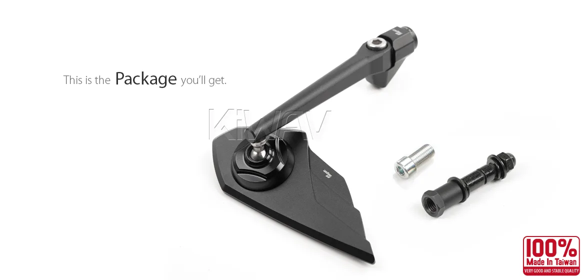 KiWAV motorcycle mirror Wisp compatible with most Harley Davidson and BMW R18, a piece right hand