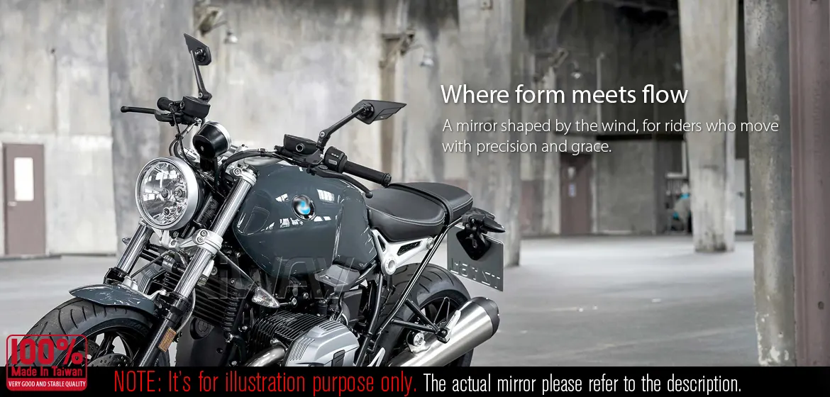 KiWAV motorcycle mirror Wisp 10mm 1.5 pitch a pair compatible for most BMW