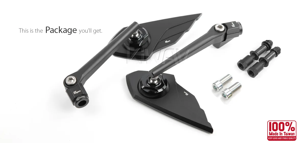 KiWAV motorcycle mirror Wisp compatible for most Harley Davidson and BMW R18 a pair
