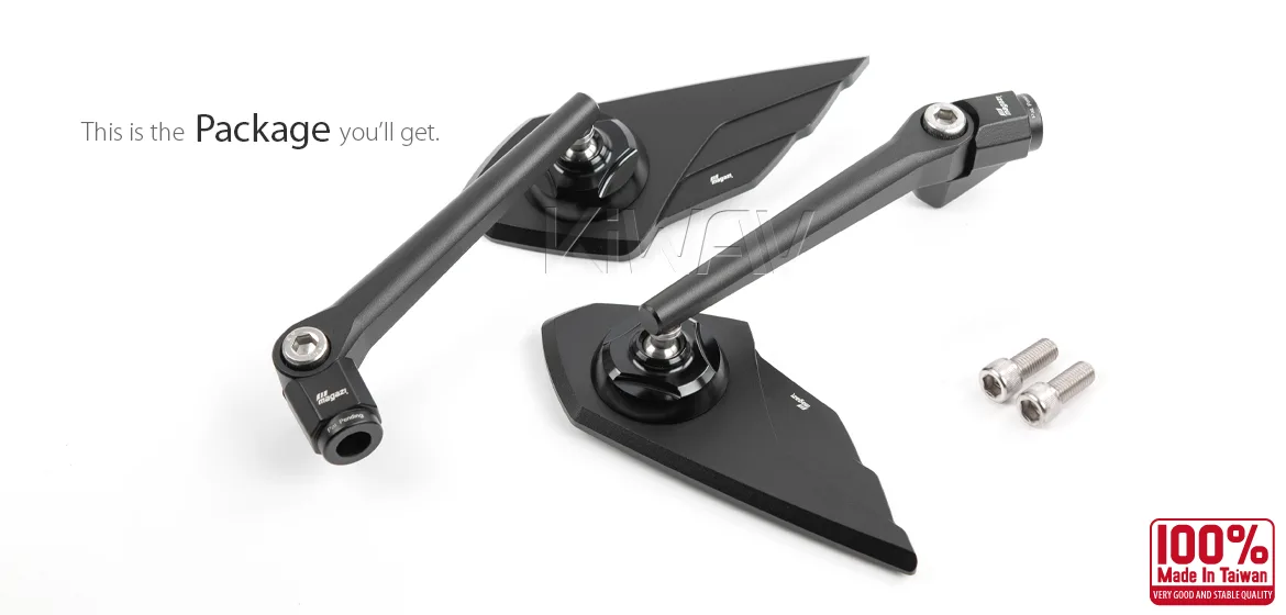 KiWAV motorcycle mirror Wisp compatible for Harley Davidson Street 500/750 a pair