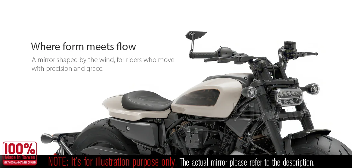 KiWAV motorcycle bar end mirror Wisp black left hand compatible with Harley Davidson Sportster S Nightster 2021-