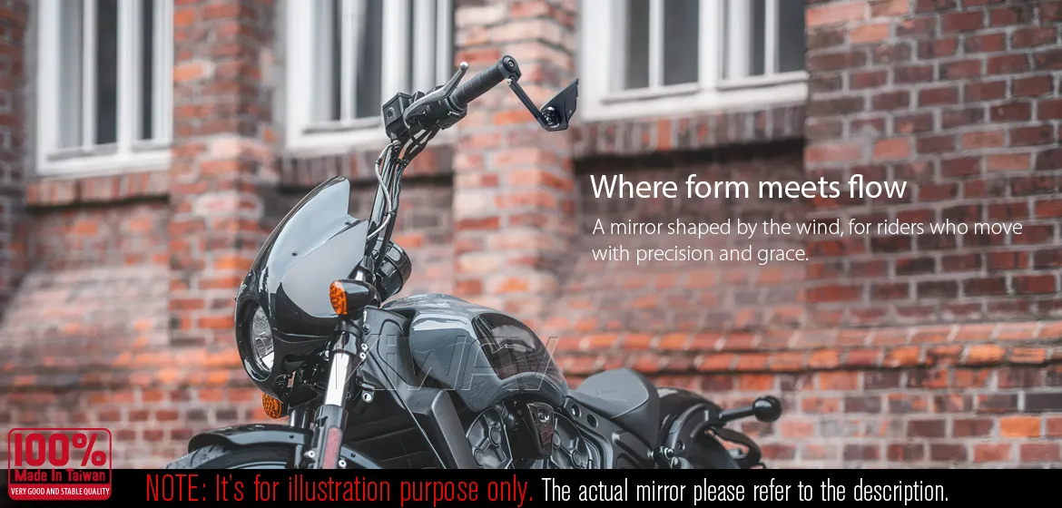 KiWAV motorcycle bar end mirror Wisp black left hand compatible with Specific Indian models
