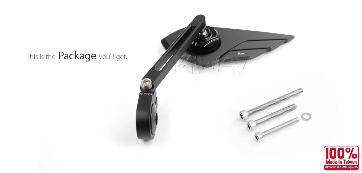 KiWAV motorcycle bar end mirror Wisp black left hand compatible with Triumph air-cooled models