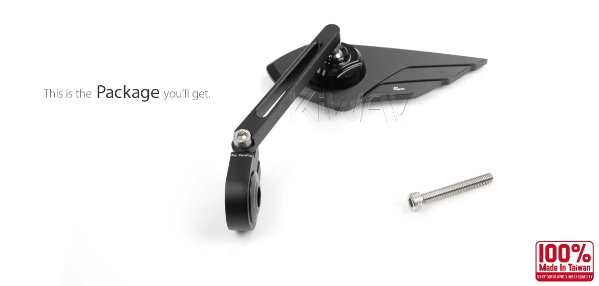 KiWAV motorcycle bar end mirror Wisp black left hand for M6 threaded handlebars