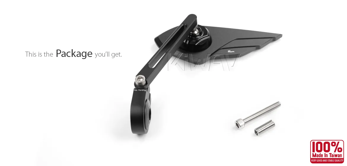KiWAV motorcycle bar end mirror Wisp black left hand compatible with BMW M8 threaded handlebar