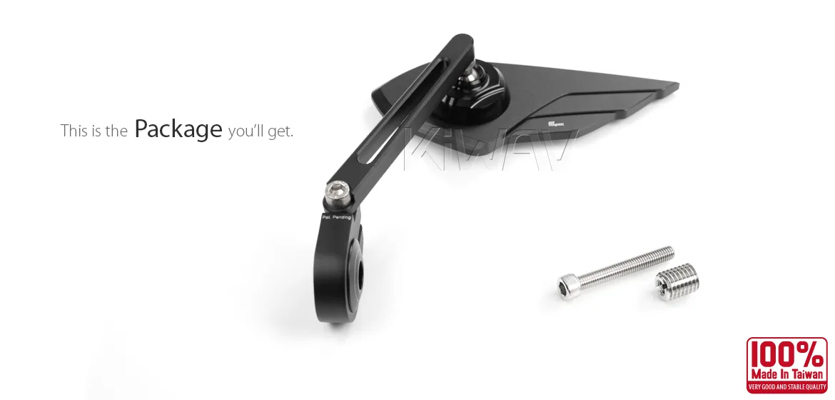 KiWAV motorcycle bar end mirror Wisp black left hand compatible with BMW M12 threaded handlebar