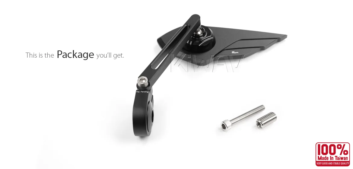 KiWAV motorcycle bar end mirror Wisp black left hand compatible with BMW M10 threaded handlebar