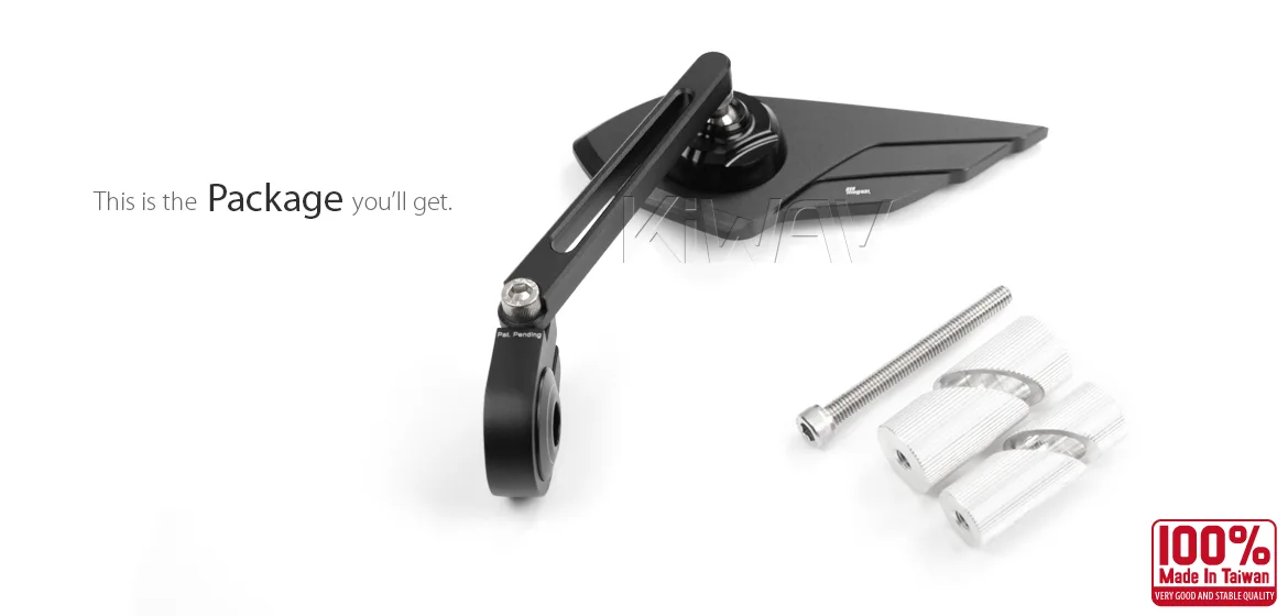 KiWAV motorcycle bar end mirror Wisp black left hand for 1 & 1-1/4 inch hollow hollow end handlebars