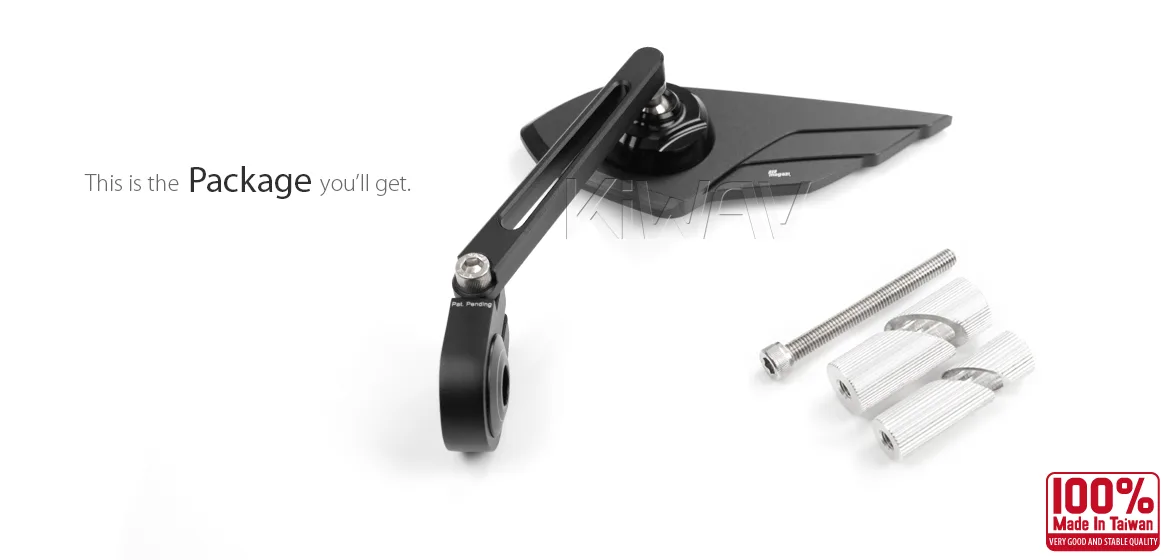 KiWAV motorcycle bar end mirror Wisp black left hand for 7/8 inch hollow end handlebars