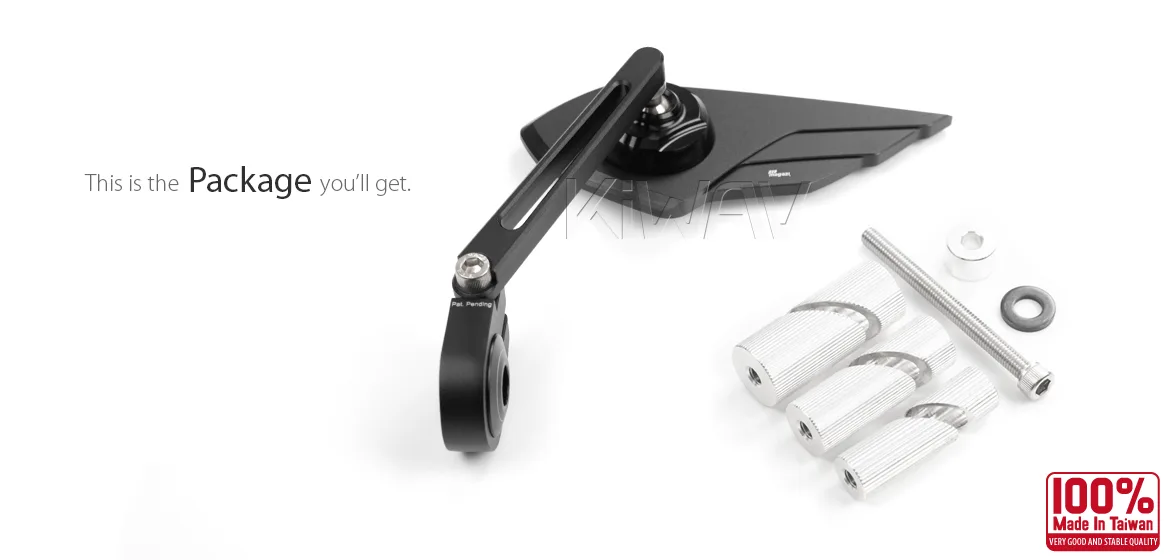 KiWAV motorcycle bar end mirror Wisp black left hand compatible with Harley Davidson Sportster Dyna Softail XG street