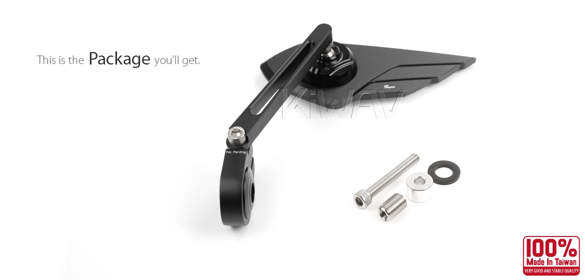 KiWAV motorcycle bar end mirror Wisp black left hand compatible with Honda Rebel 1100 '25- M10 threaded handlebar