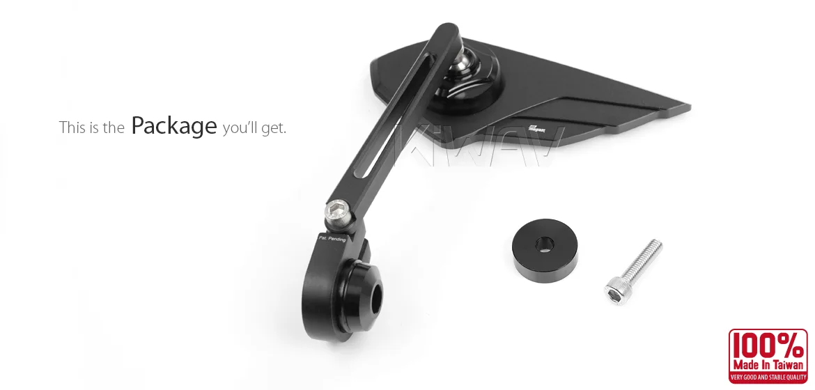KiWAV motorcycle bar end mirror Wisp black left hand compatible with Moto Guzzi