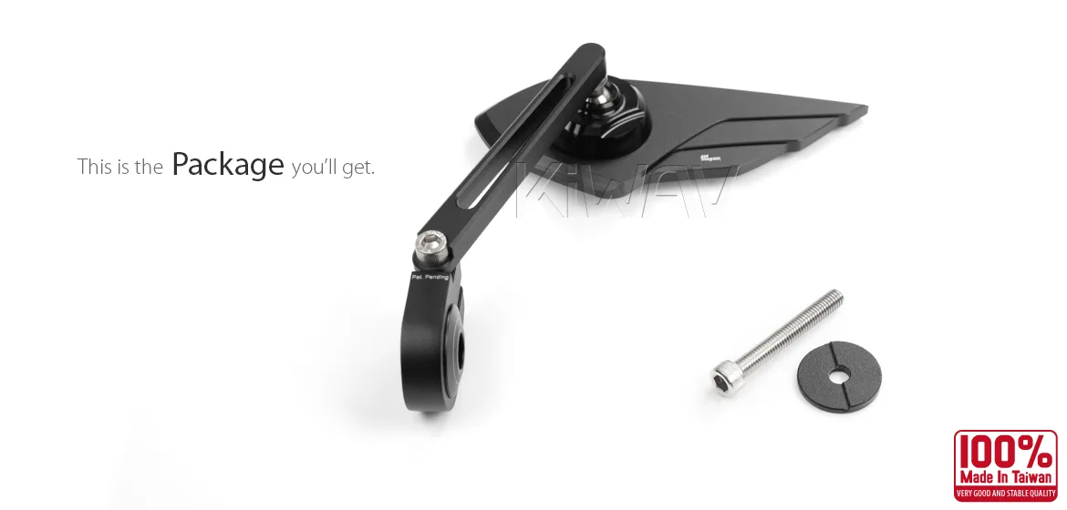KiWAV motorcycle bar end mirror Wisp black left hand compatible with Royal Enfield Interceptor 650
