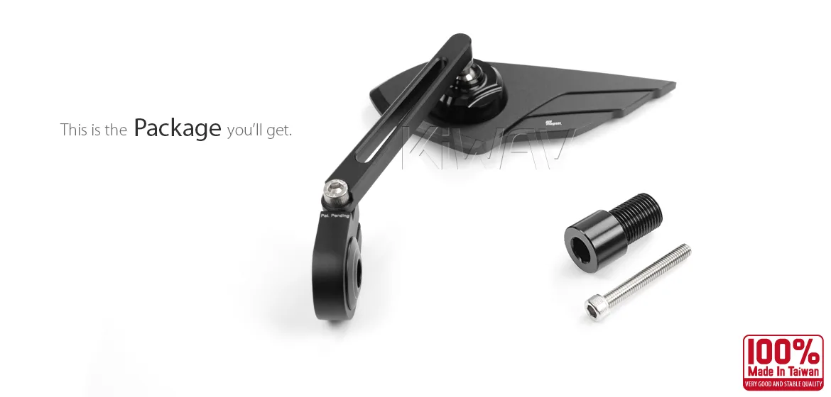 KiWAV motorcycle bar end mirror Wisp black left hand compatible with Yamaha M16 threaded handlebars