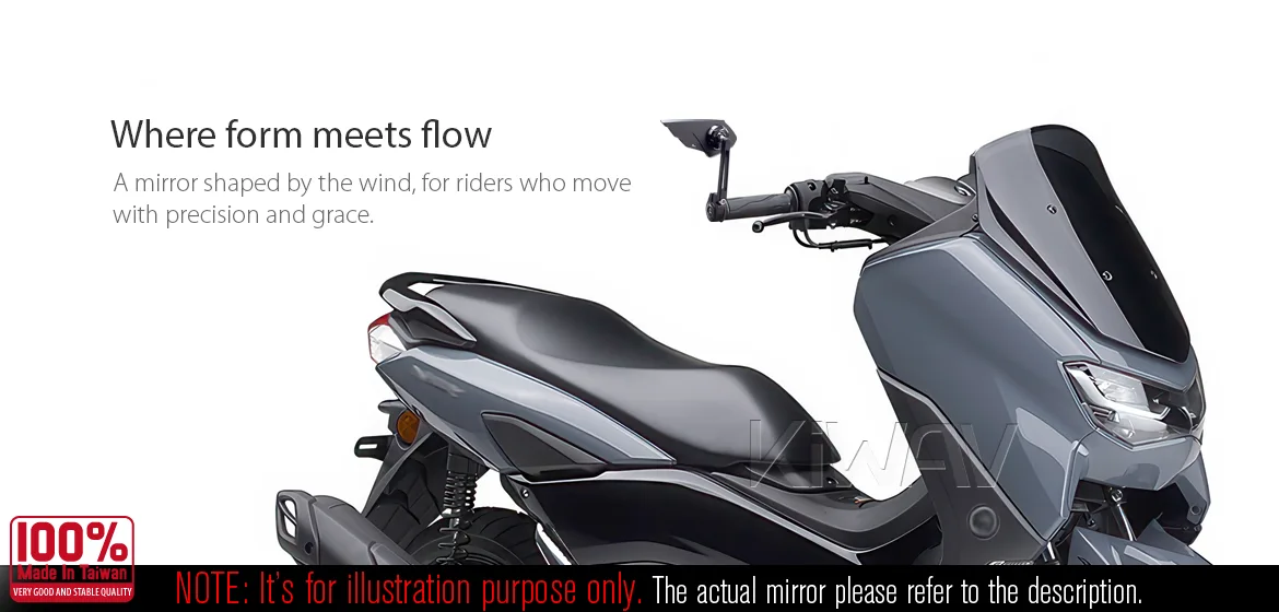 KiWAV motorcycle bar end mirror Wisp black right hand for M8 threaded handlebars