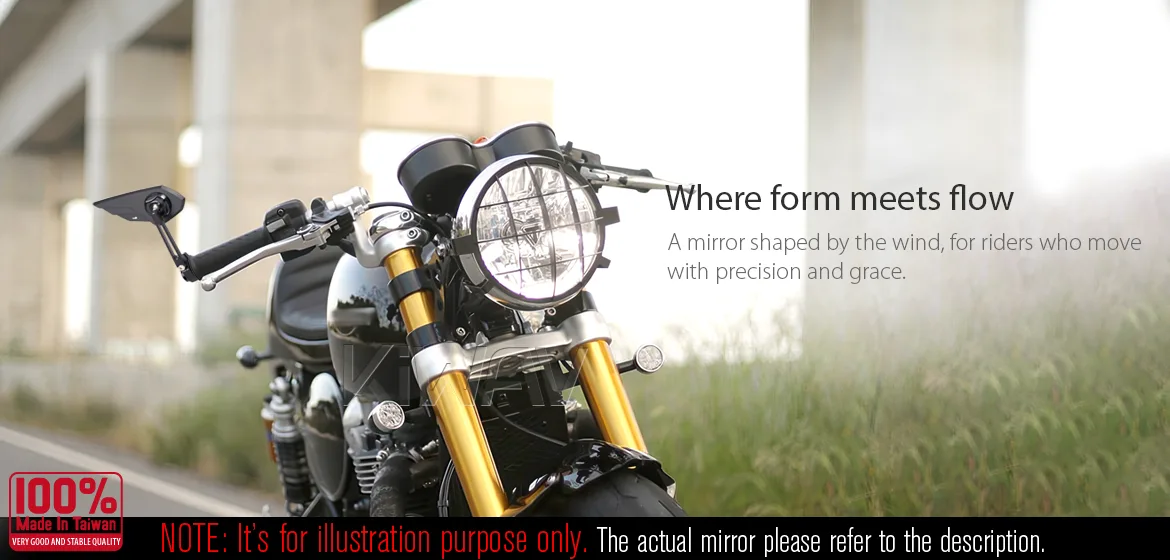 KiWAV motorcycle bar end mirror Wisp black right hand compatible with Triumph water-cooled models