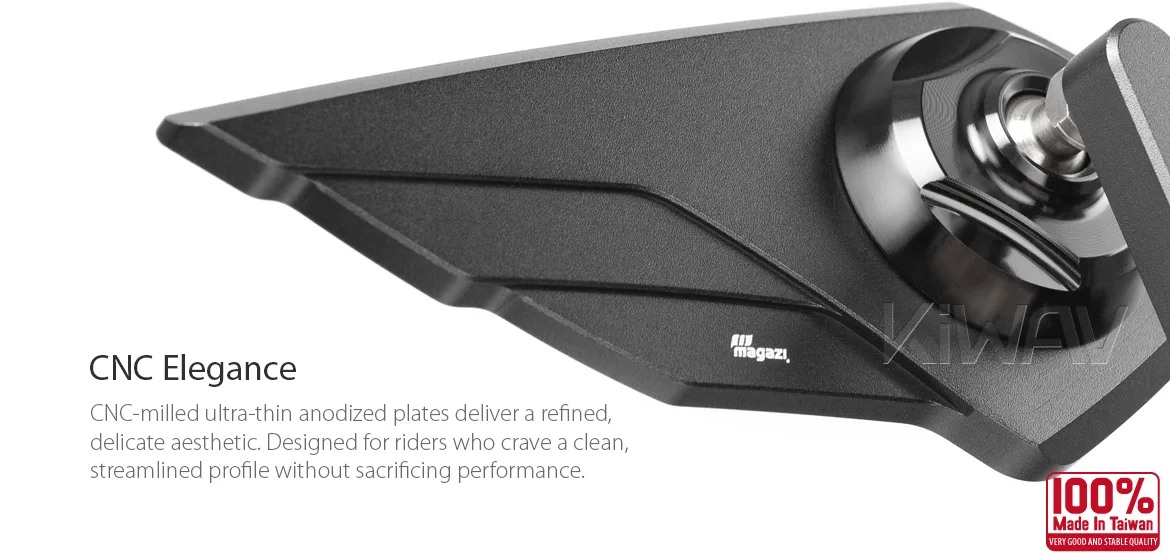 KiWAV motorcycle bar end mirror Wisp black right hand compatible with Harley Davidson Sportster Dyna Softail XG street