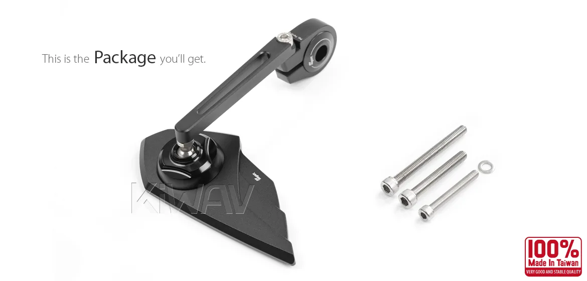 KiWAV motorcycle bar end mirror Wisp black right hand compatible with Triumph air-cooled models