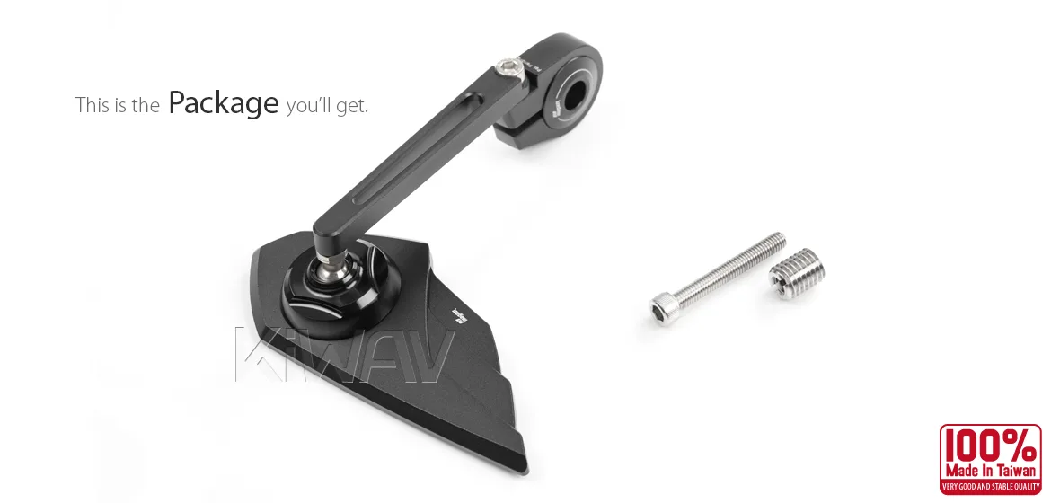 KiWAV motorcycle bar end mirror Wisp black right hand compatible with BMW M12 threaded handlebar