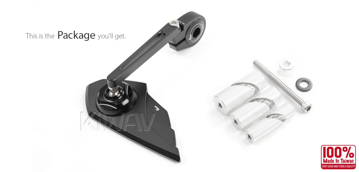 KiWAV motorcycle bar end mirror Wisp black right hand compatible with Harley Davidson Sportster Dyna Softail XG street