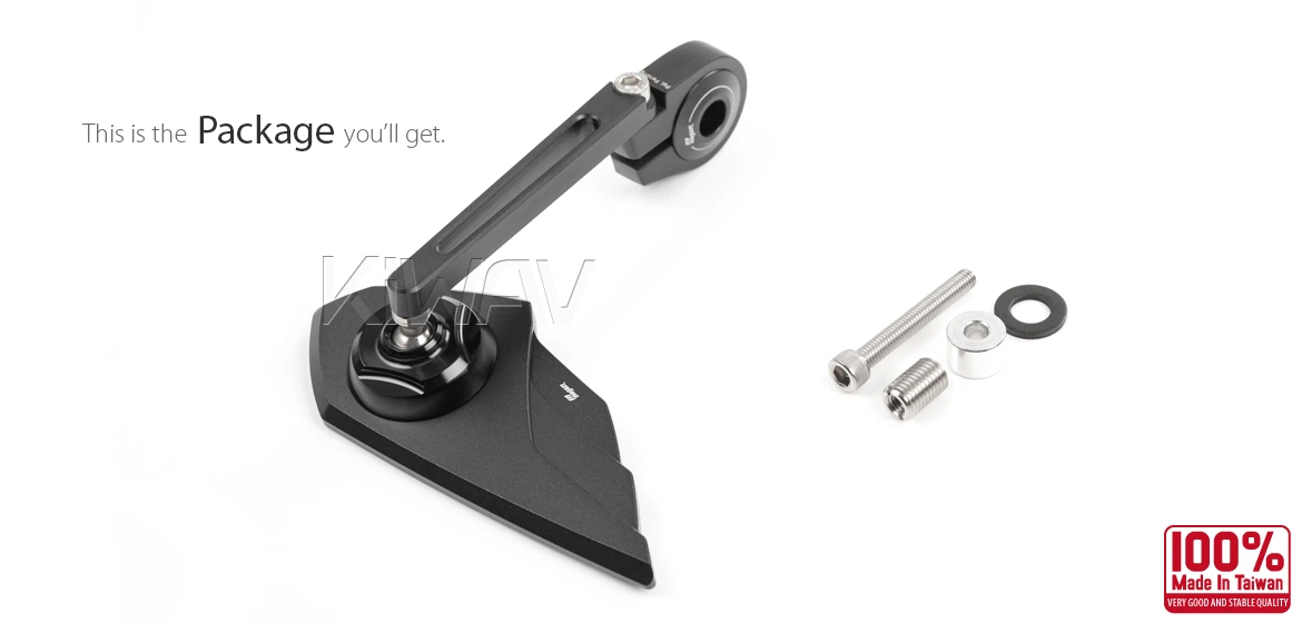 KiWAV motorcycle bar end mirror Wisp black right hand compatible with Honda Rebel 1100 '25- M10 threaded handlebar