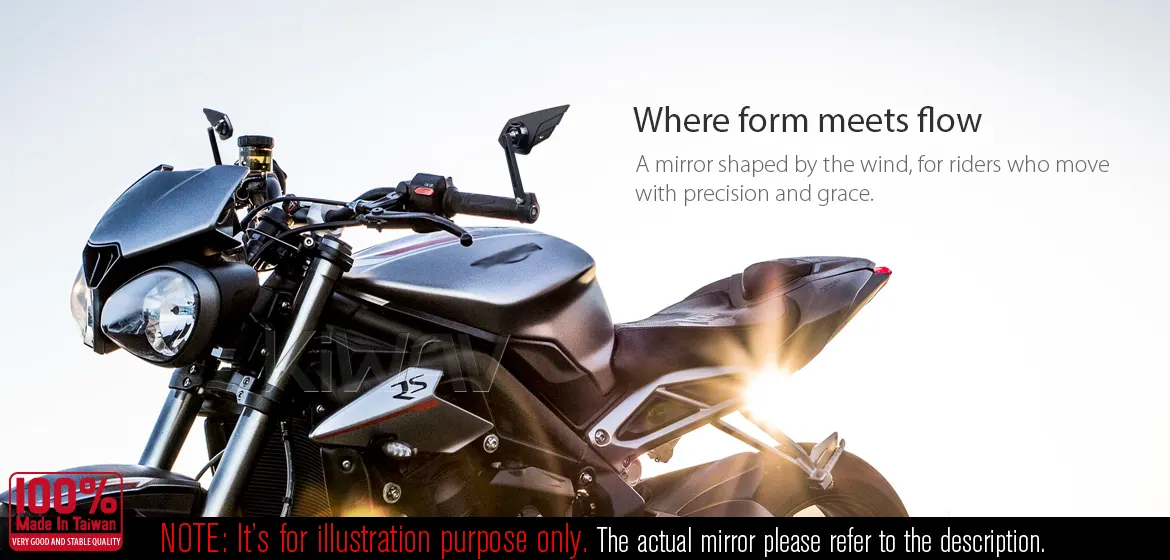 KiWAV motorcycle bar end mirror Wisp black a pair compatible with Triumph air-cooled models