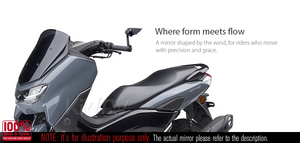 KiWAV motorcycle bar end mirror Wisp black a pair for M8 threaded handlebars