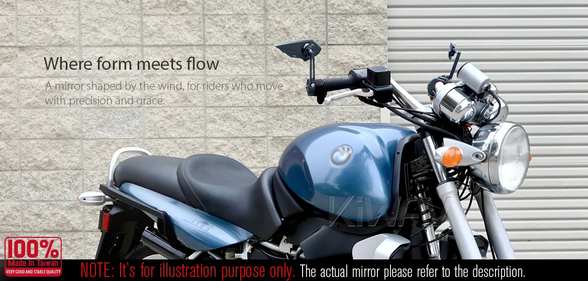 KiWAV motorcycle bar end mirror Wisp black a pair compatible with BMW M8 threaded handlebar